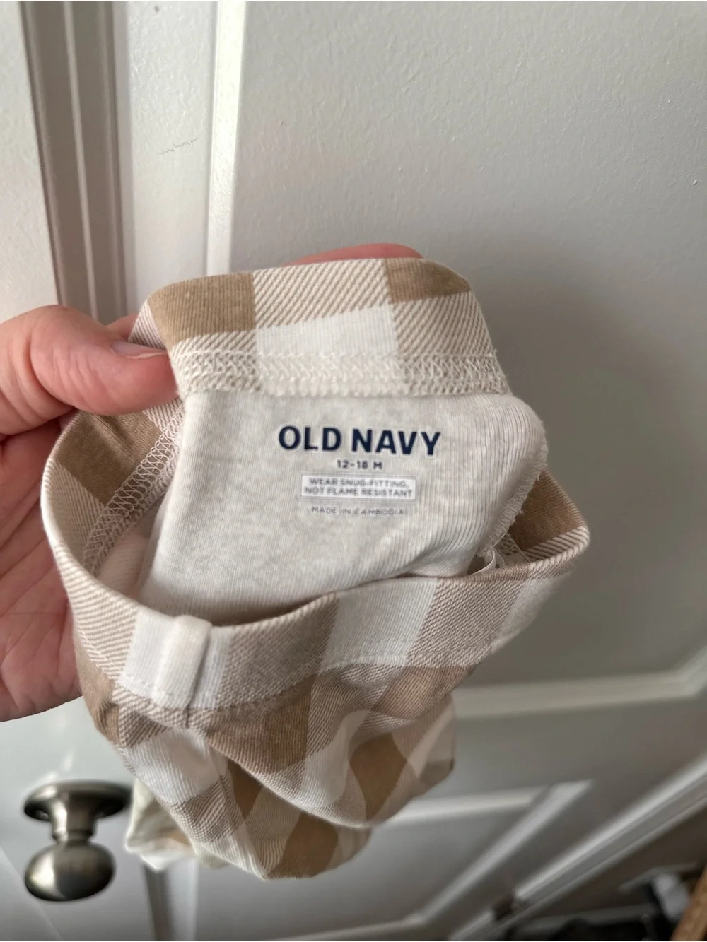 Old Navy Kids Cream & Brown Buffalo-Check Pajama Set